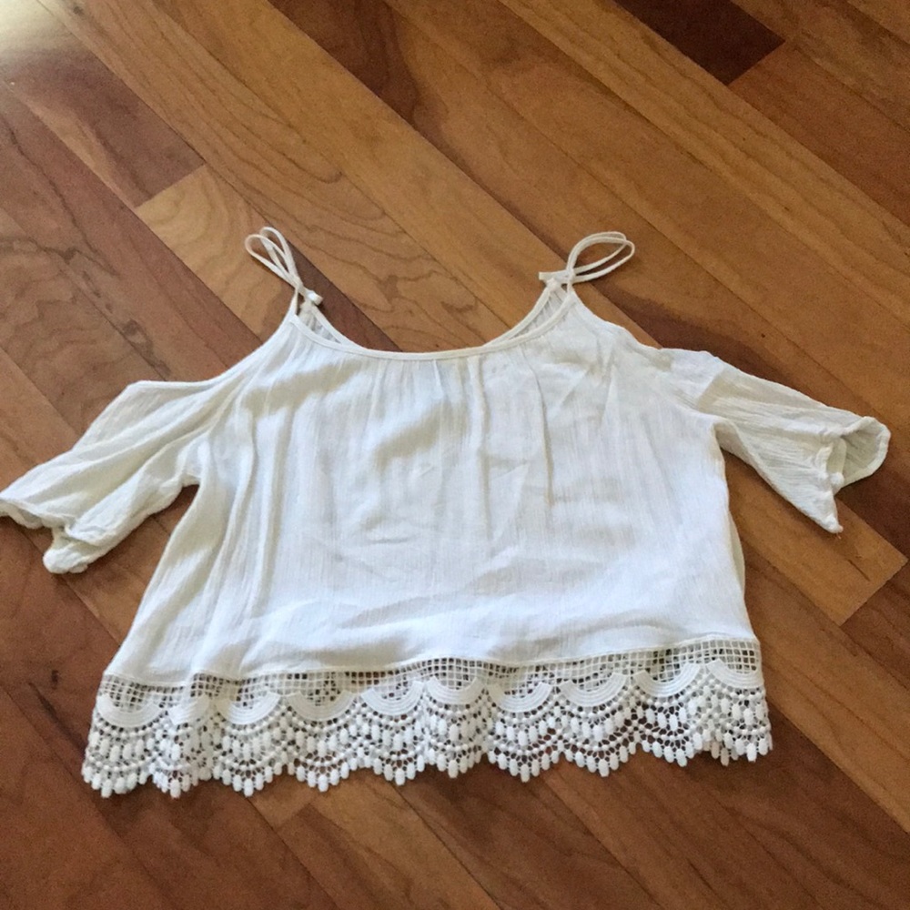 cold shoulder white blouse